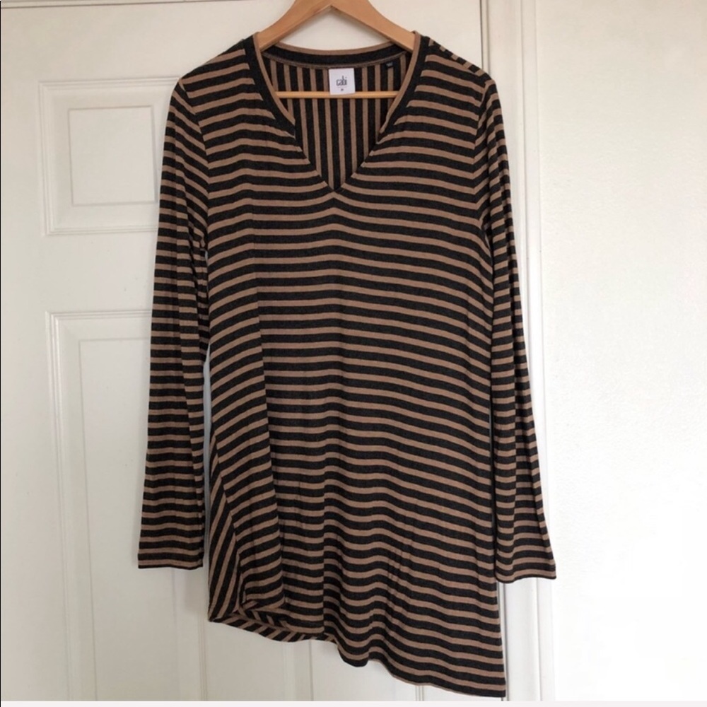 CAbi Slant Tee Camel Stripe 3629